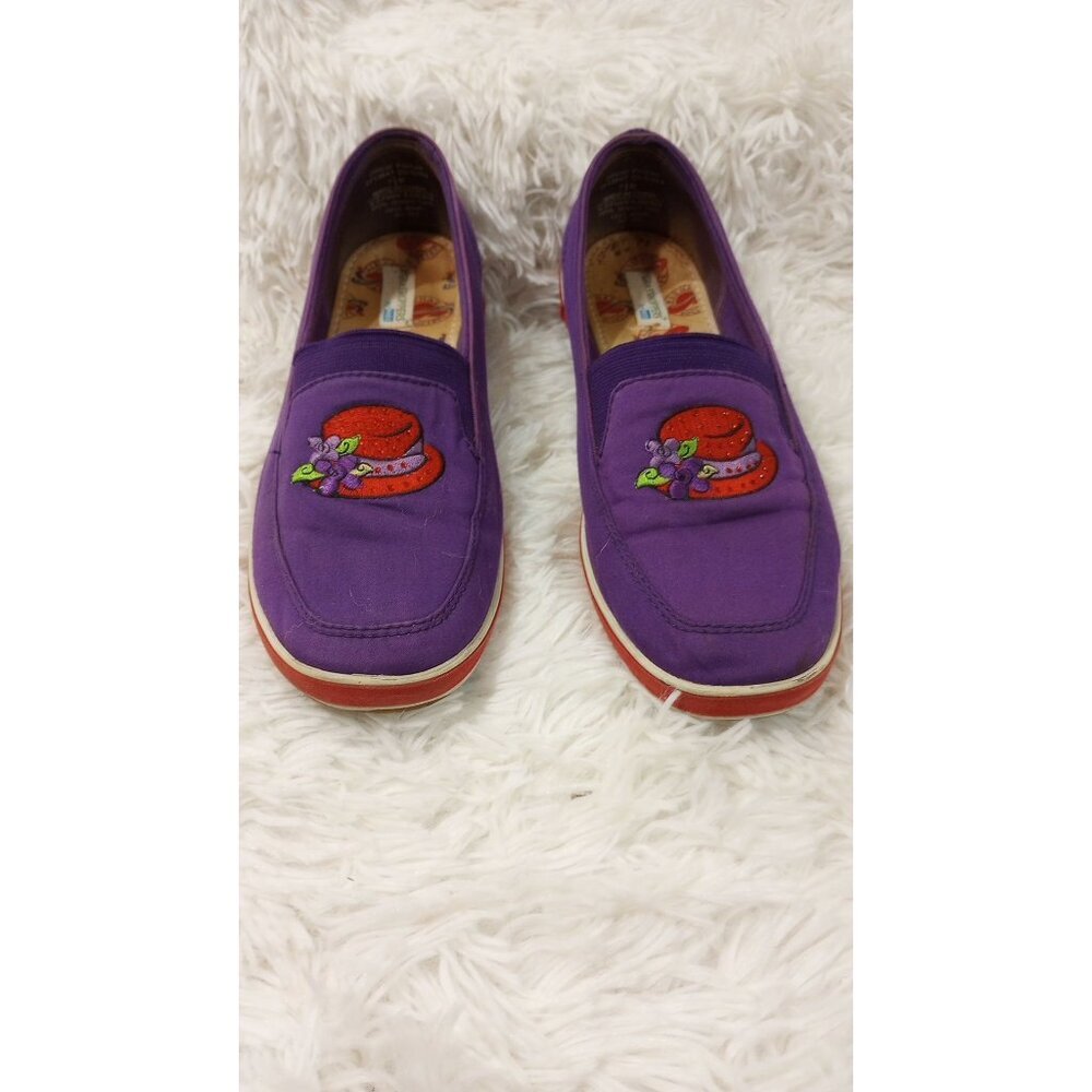 Keds Purple Slip-On Shoes With Embroidered Strawberries Girls Size 7